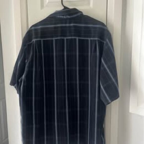 Haggar  XL Tall Black Striped Short Sleeve Button-Up Shirt – Men's Casual - Picture 4 of 5